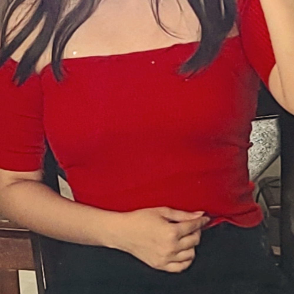 A red crop top